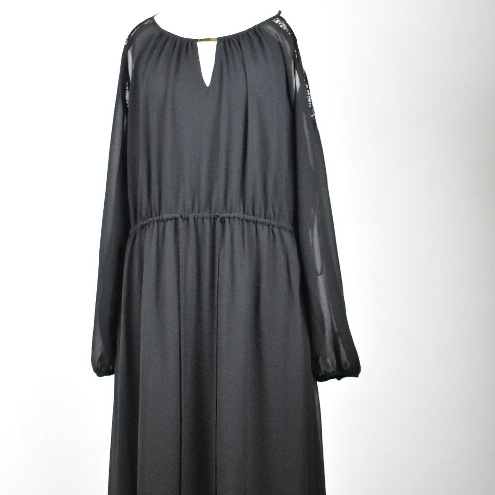 Calvin Klein Black chiffon dress cold shou… - Picture 2 of 9